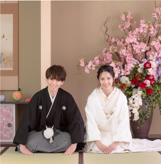 和装で挙げる結婚式 前撮り撮影の華雅苑