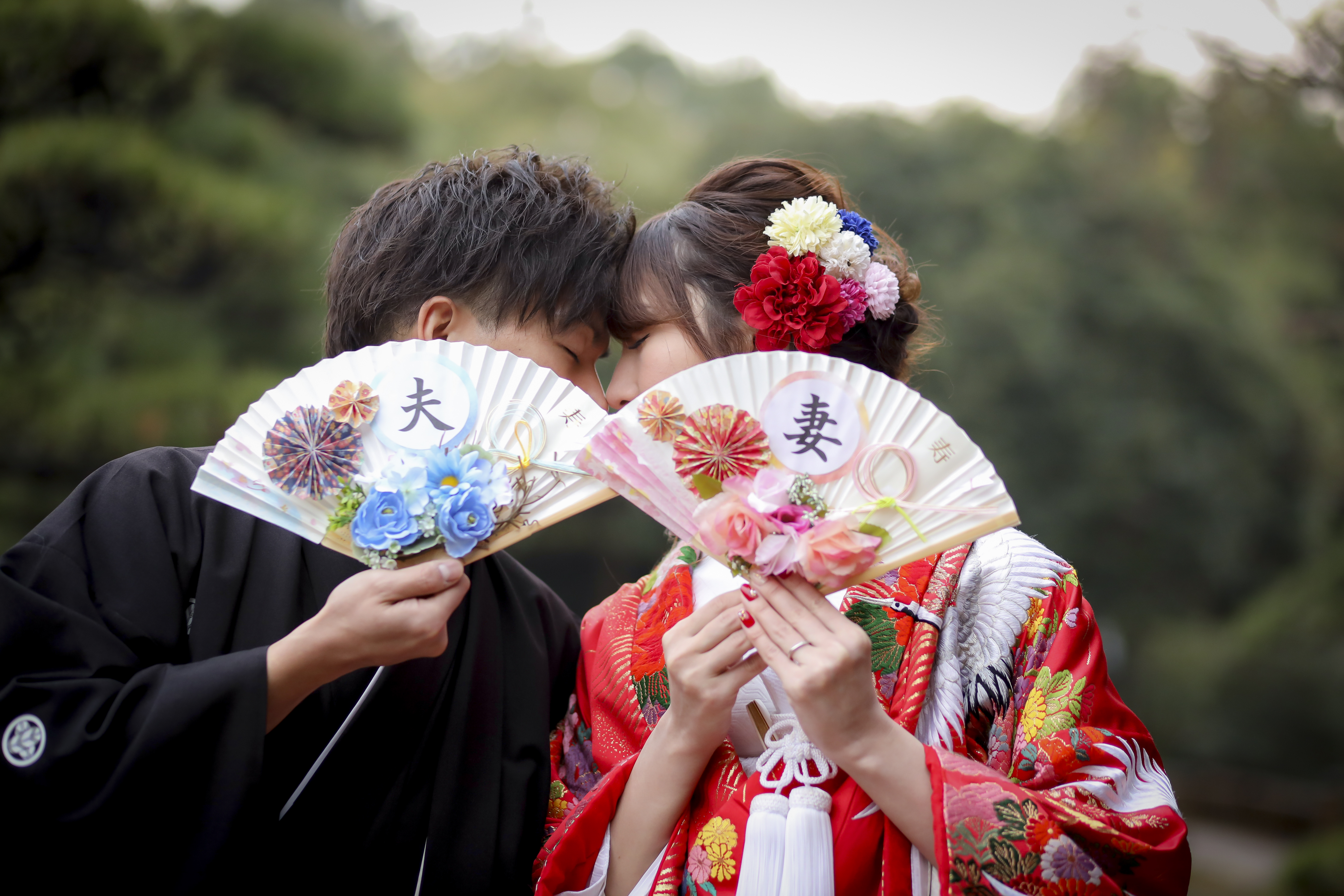 結婚式・前撮りに　和装ガーランド扇子プロップス